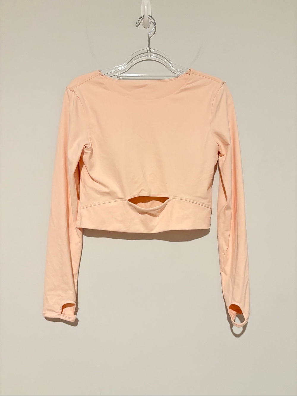 Double lined long sleeve Active cutout crop top light pink size 12